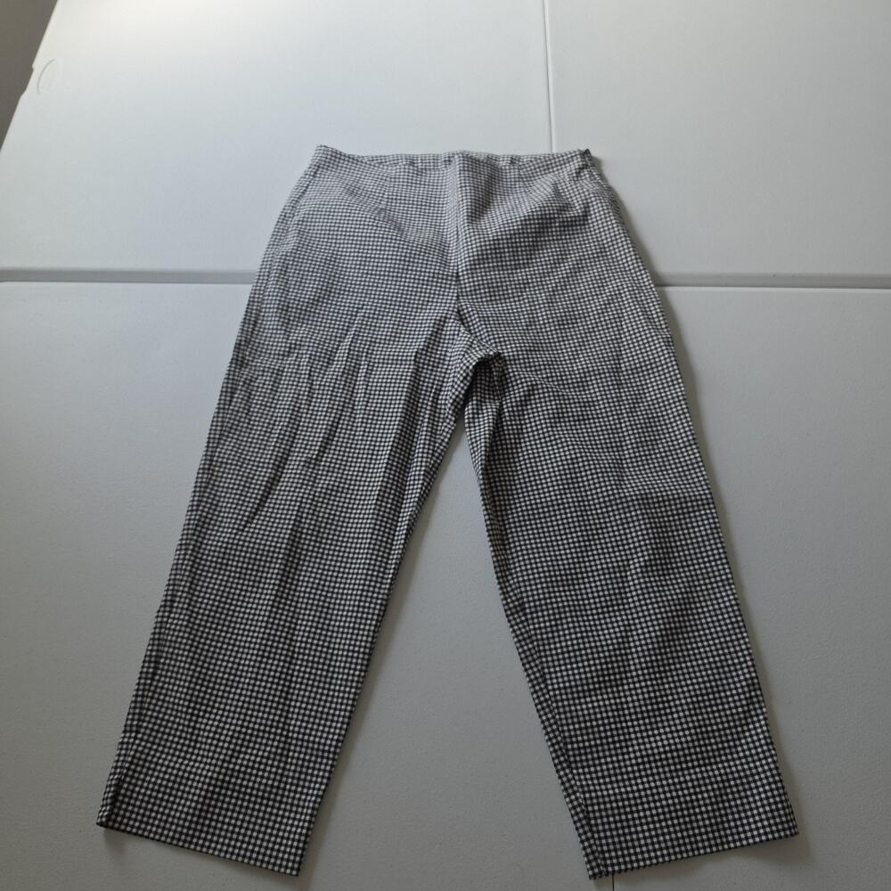 90s Y2K Gingham Capri Pants Womens 14 Black Check Straight Leg USA